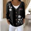 Women's Fashion Long Sleeve Christmas Snowman Snowflake Print Jacket Cardigan