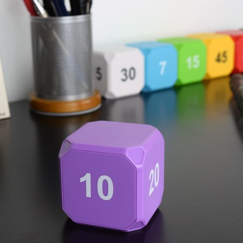 TimeCube Plus Preset Timer with 4 LED Lights and Alarms for Time Management and Countdown Settings (Purple - 5, 10, 20, 30 Minutes)