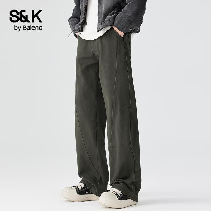 Baleno Men's S&K Series 2026 Summer Loose Straight-Fit Pure Cotton Casual Pants
