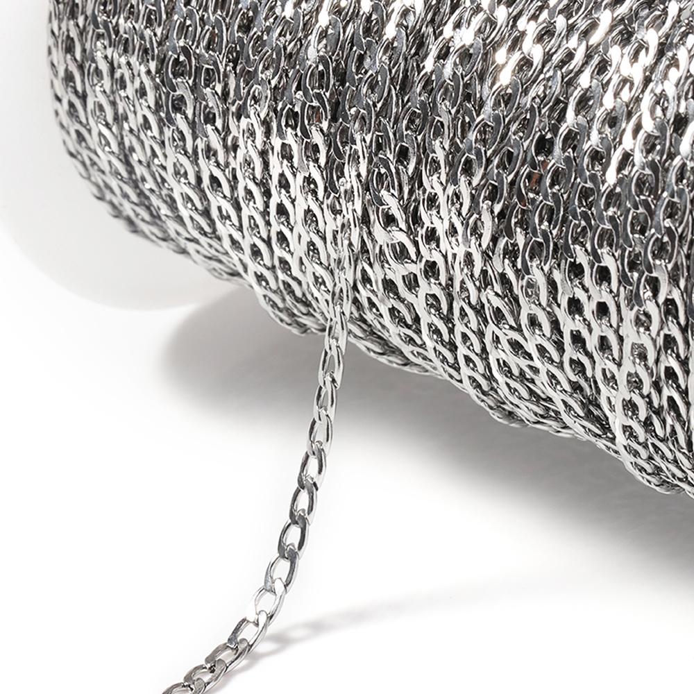 

1Meter 2Meter 3mm 5mm 7mm Stainless Steel Curb Cuban Chains Bulk DIY Necklace Bracelet Anklet Jewelry Making Accessory Supplies 1meter