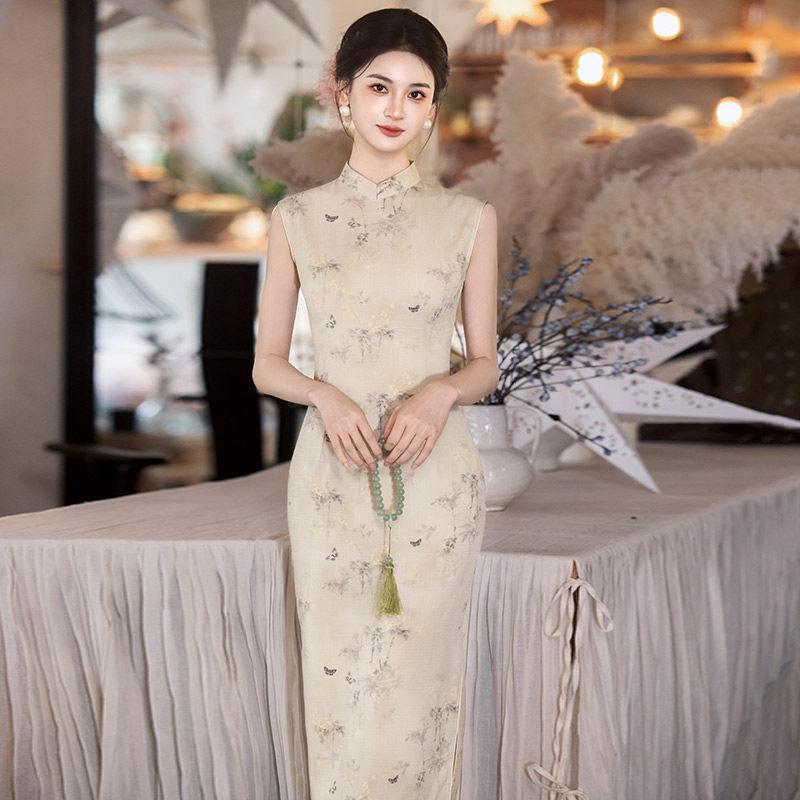 Guofeng new Chinese sleeveless long cheongsam improved young 1011 new women's high sense can be worn daily in summer