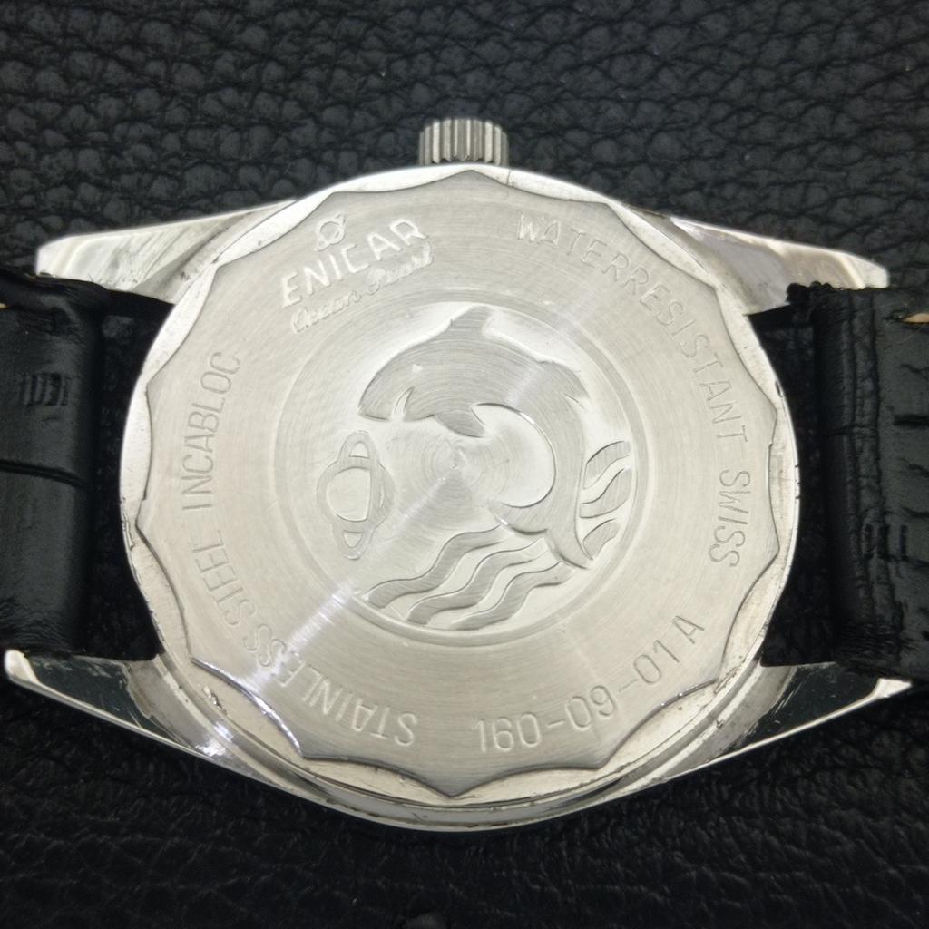 HANDAUFZUG VINTAGE ENICAR STAR JEWELS 160 SCHWEIZER HERREN WEISSES UHRENGEHÄUSE a703779-1