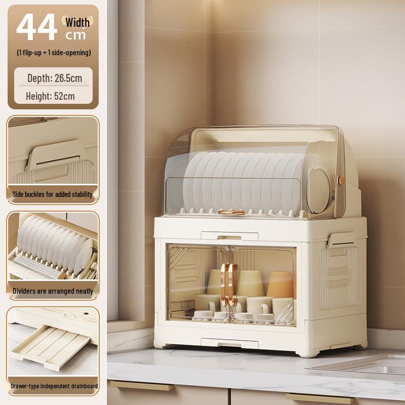 Kitchen Storage Rack for Bowls, Plates, and Chopsticks with Draining Tray