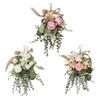 Eucalyptus and Chrysanthemum Door Wreath Lighted Flower Garland Wall Hanging Decoration for Wedding Outdoor Party