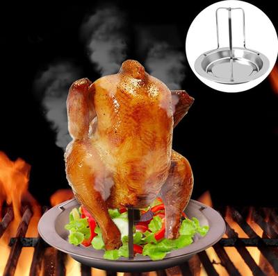 Edelstahl Hähnchen Pute Bräter Ofen Grillrost Ständer Halter Tablett Pute Hähnchen Bräter