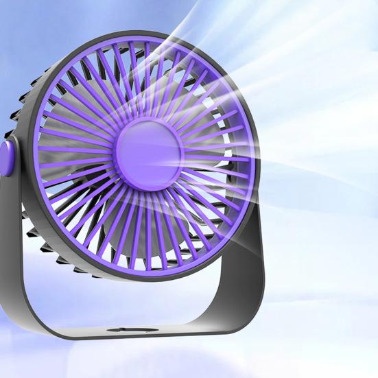 USB Desk Fan 5 Gears Wind Speed Portable Table Fan with 3 Color LED Lights Rechargeable Quiet Small Fan for Home Office Bedroom Desktop