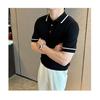 Summer New Fashionable Knitted Men's Polo Shirt, Chic Short Sleeve Slim Fit Casual Turn-Down Collar T-Shirt Trend