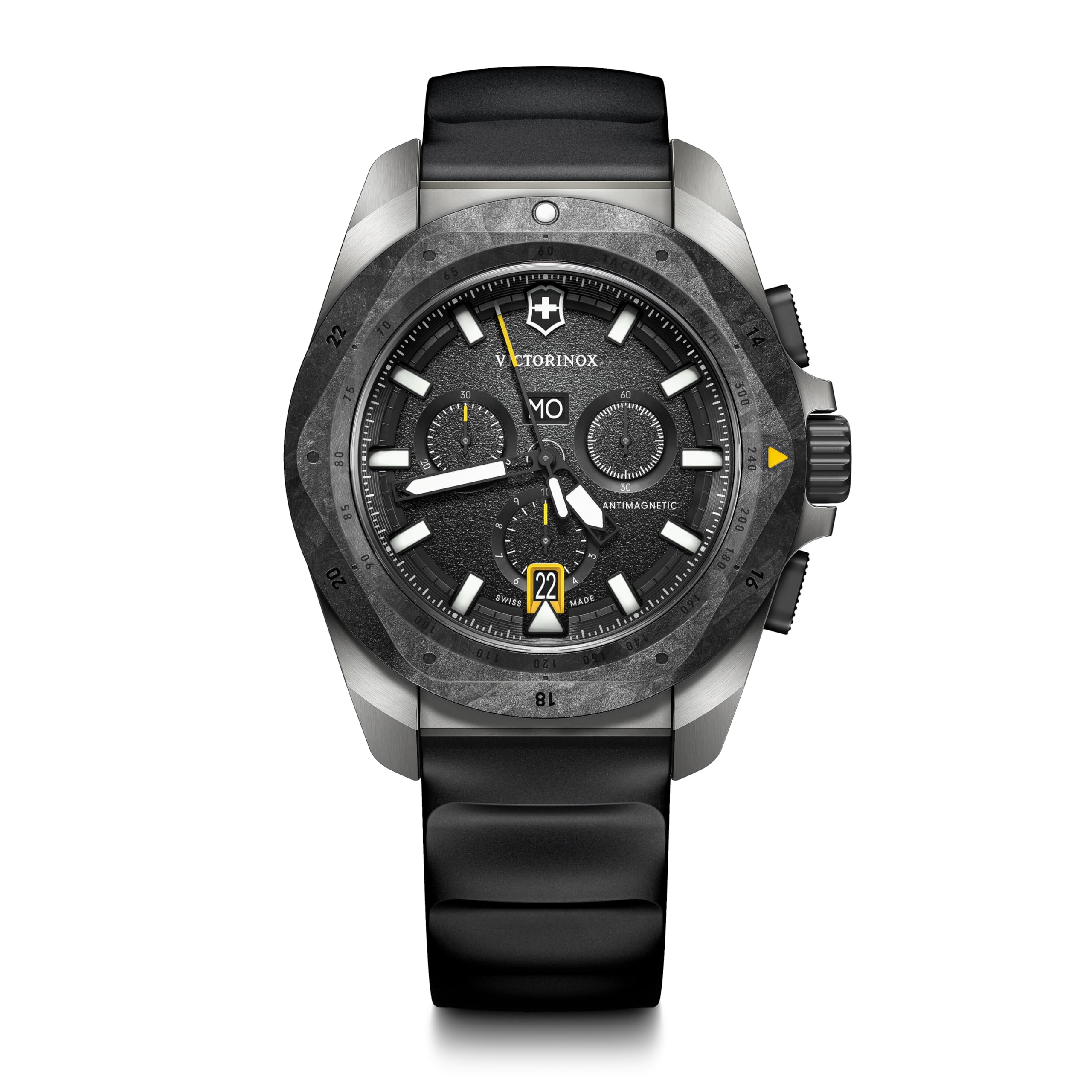 

VICTORINOX CHRONO Watch Chronograph Titanium Case Black Dial Black Rubber Strap Waterproof Quick Release Carbon Composite Bezel Gift I.N.O.X. []242011