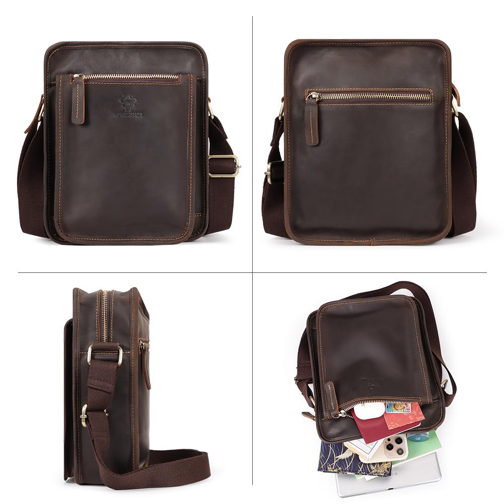 Humerpaul Leather Shoulder Bag Large Capacity Multi-function Travel Bag Sports Bag