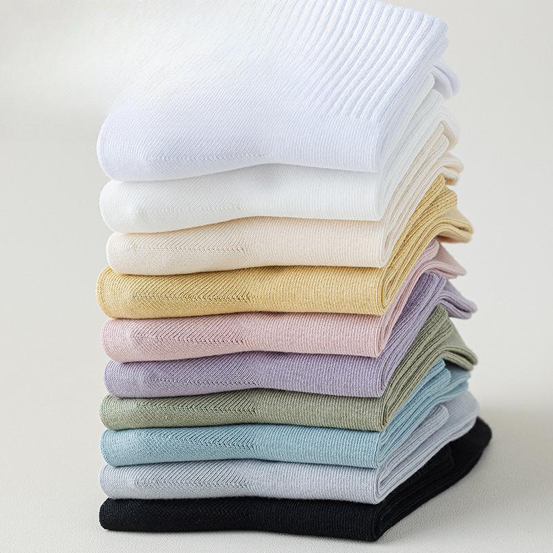 Women's Spring Antibacterial Mid-calf Socks, Versatile Macaron Boneless Socks, Trendy Socks, Skin-friendly Soft Cotton Socks