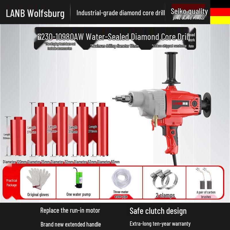 Diamantkern-Betonbohrer & Ständer – Handgehaltener Nass-/Trockenlochbohrer mit Wasserbohrermischer