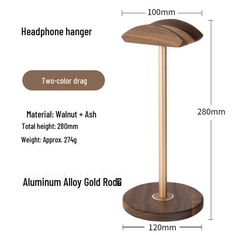Walnut Wood & Metal Heavy Duty Headphone Stand
