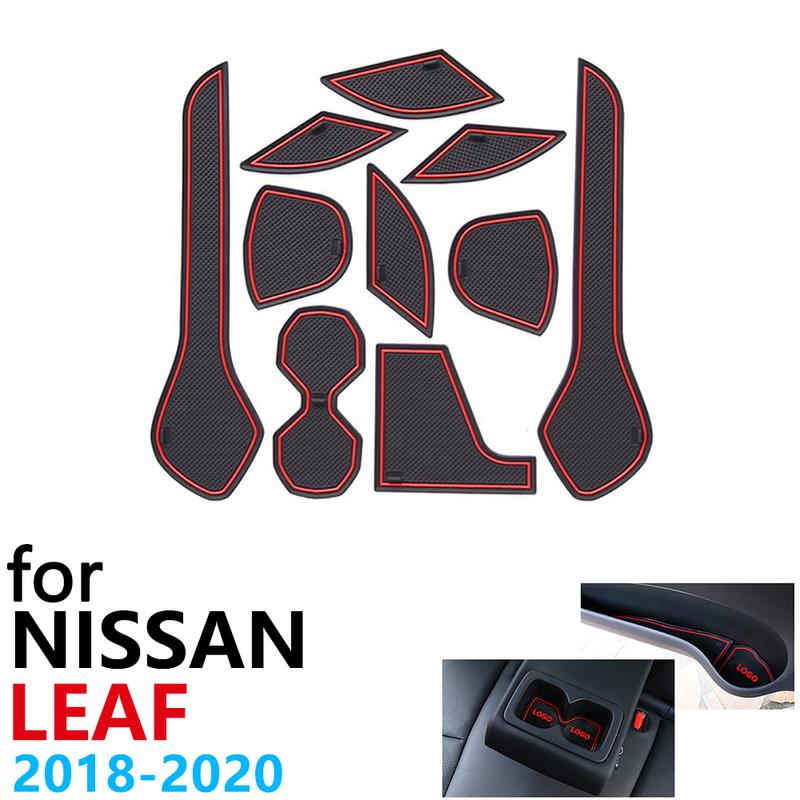 Anti-Slip Rubber Cup Cushion Door Groove Mat for Nissan Leaf ZE1 2018   10Pcs Accessories Car Stickers mat for phone