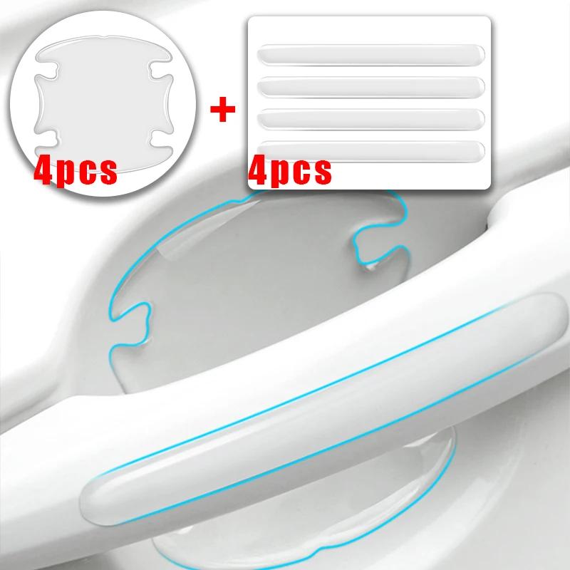 4/8PCS Car Door Handle Bowl Scratch Protective Stickers Universal Invisible Cars Sticker Handle Anti-collision Protection Strip