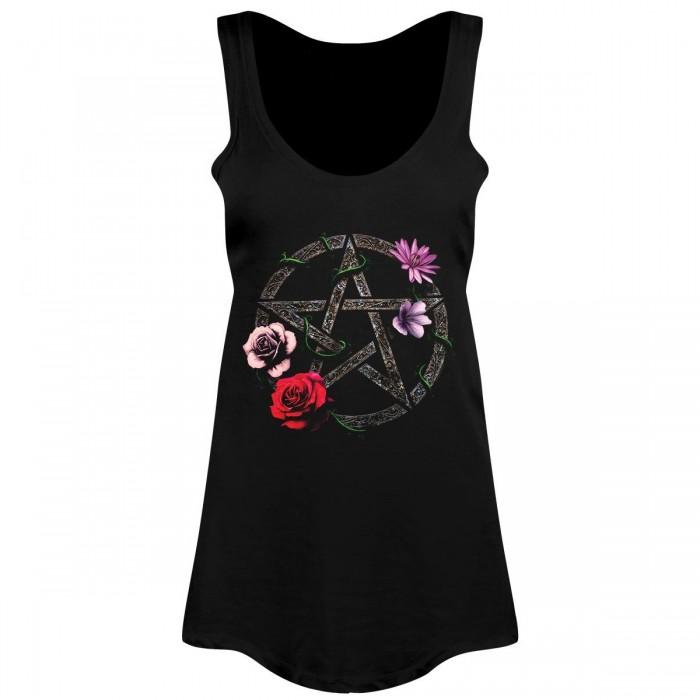 Requiem Collective Floral Pentagram Ladies Floaty Vest XS nero