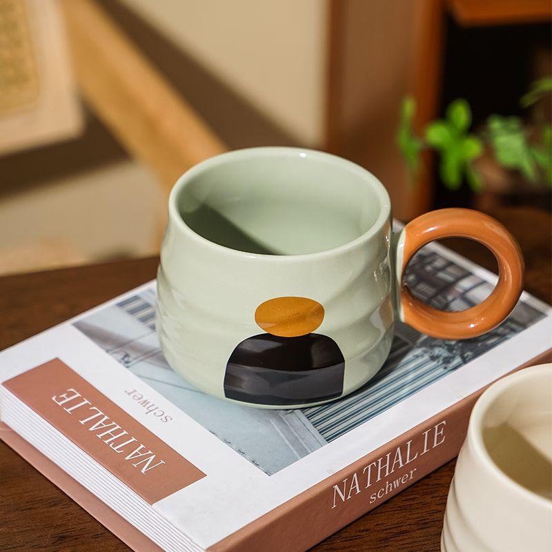 Ceramic mug, heat-resistant coffee cup, cute milk juice cup, couple water cup