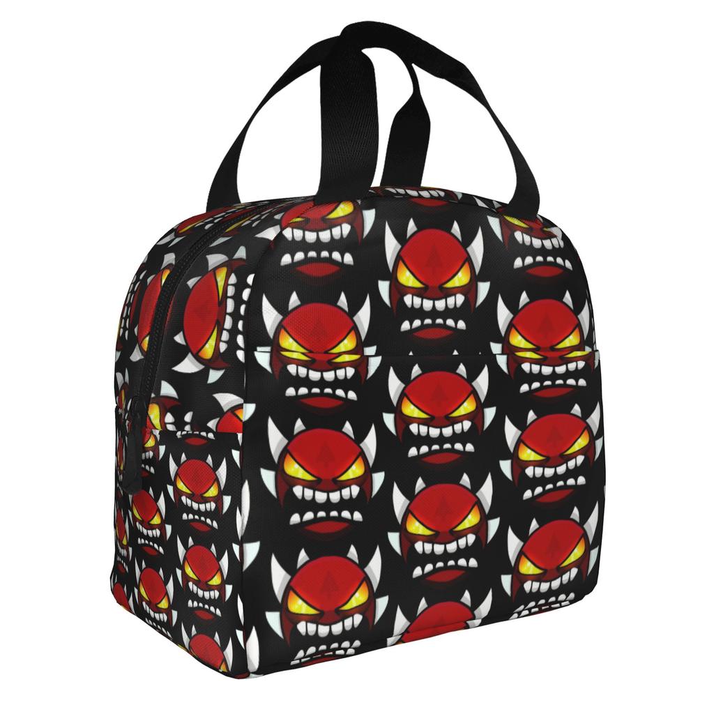 Cartoon Geometry D-Dashs Video Game Insulated Lunch Bag for School Office Resuable Cooler Thermal Bento Box Women Men