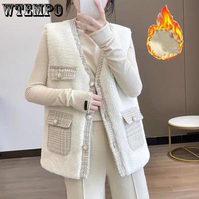 Plush Vest Female Fall and Winter Comfortable Soft Warm Sleeveless Top V-neck Buttons Loose Cardigan Vest