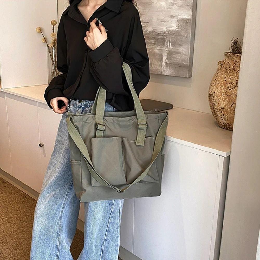 Korean One-Shoulder School Bag Large-Capacity Canvas Basket Japanese Crossbody Bag  Harajuku Style