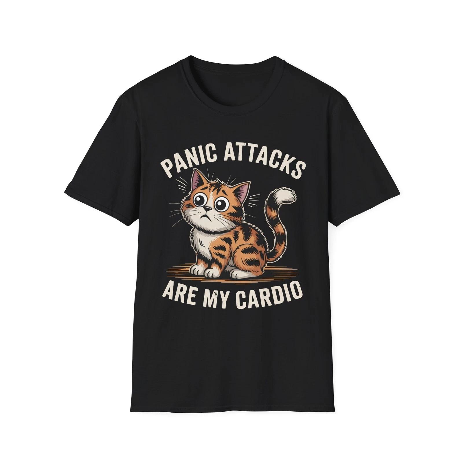 Funny Panic Attacks Are My Cardio Anxiety Cat Lover Gift T Shirt M