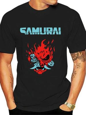 2024 Classic Intage Samurai Retro Japanese Gaming 2077 Art Game T Shirt Tees Harajuku Tees Streetwear