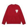 Übergroßer Strickpullover mit Herzjacquard Rundhalsausschnitt Lockerer Schnitt Unisex Lässiger Pullover