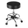 Round Rolling Stool Swivel Stool with Wheels & Footrest Height Adjustable