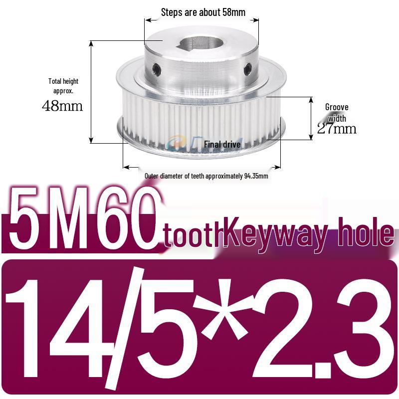 60-Teeth 5M Timing Pulley, T-Slot Width 16/21/27mm, BF Type Stepped with Machined Hole 6-20mm