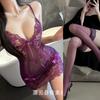 Man Want Sexy Lingerie Pajamas Women's Suit Sexy Transparent Lace Uniform Seduction Cosplay See-through Outfit 9235