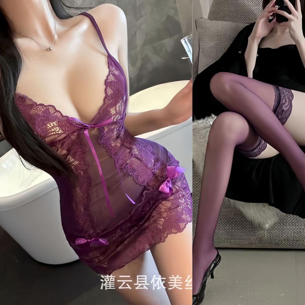 Man Want Sexy Lingerie Pajamas Women's Suit Sexy Transparent Lace Uniform Seduction Cosplay See-through Outfit 9235