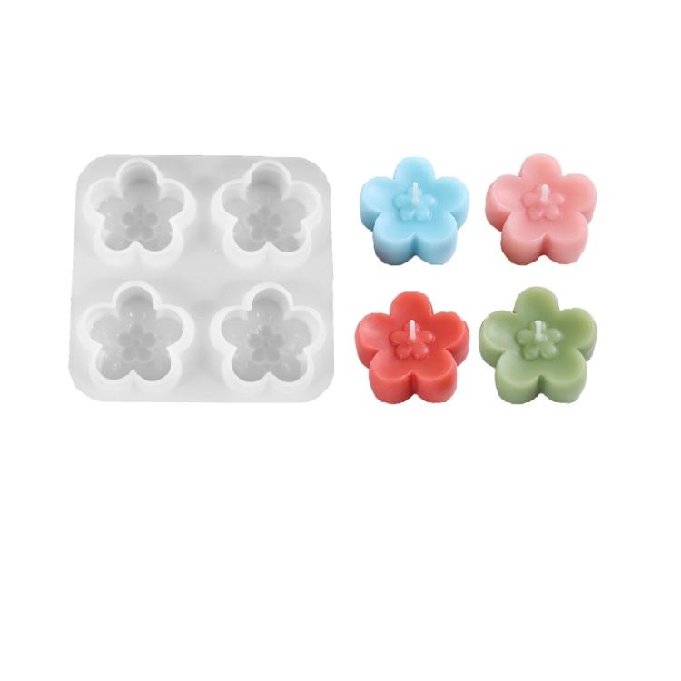 4 Cavities Floral Silicone Candle Molds Easy Demolding Silicone Baking Mould for Candle Soap Chocolate and Resin Casting