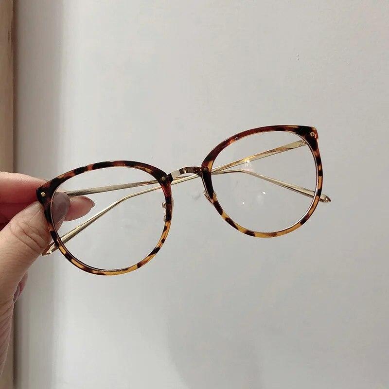 Optical Glasses Frame Women Men Round Oversized Eyeglasses Frames Metal Spectacles Clear Lenses Glasses Women