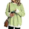 Women's Fashion Flannel Round Neck Two-Piece Striped Print Top with Spliced Design