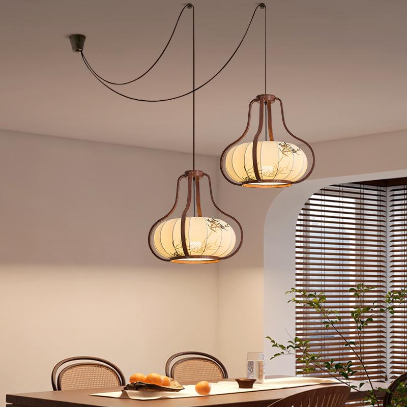 Song Dynasty Zen-Inspired Mid-Century Lantern Chandelier for Living Room, Restaurant, or Bedroom