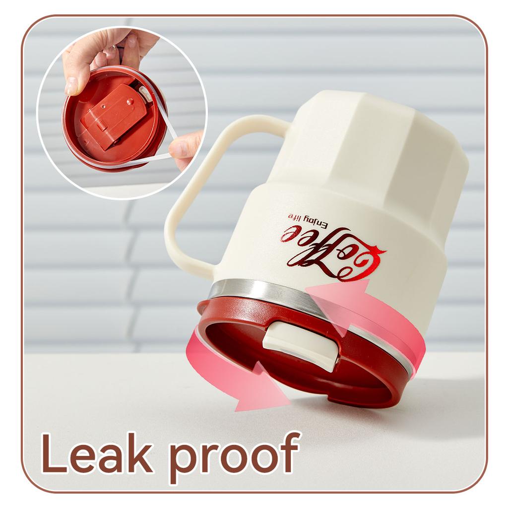 WORTHBUY Portable Double-Walled Insulated Coffee Cup 304 Stainless Steel Mug Reusable Leak-proof Drinking Cup For School Office