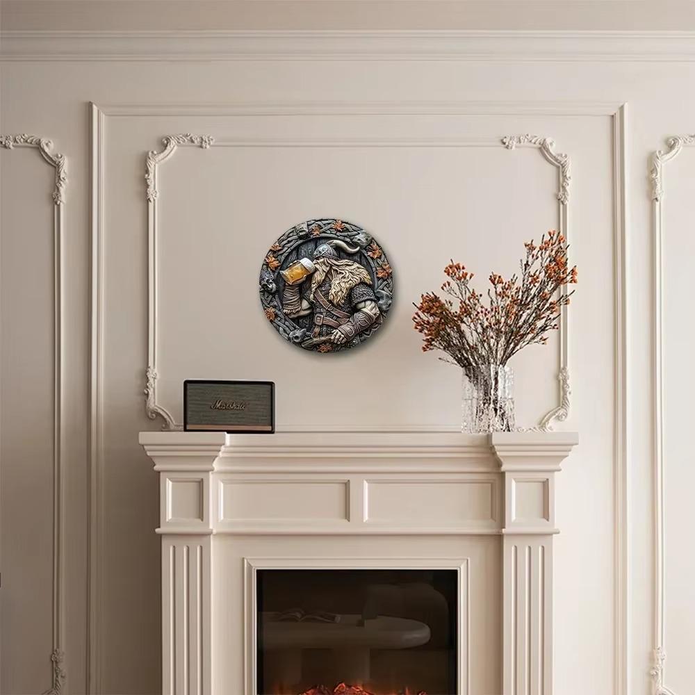 Viking Warrior Aluminum Sign Durable 2D Effect Metal Wall Art for Home Garden Bedroom Garage Decor Perfect Gift for Viking Fans