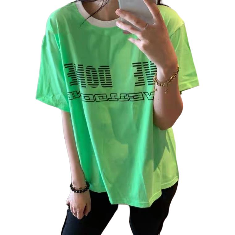 WE11DONE Solid Logo Crew Neck Pullover Straight Cut Short Sleeve T-Shirt Women Tops WDTT121545UNG