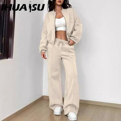 Spring and Autumn Two-piece Set Trend Cardigan Zipper Slim Elastic Two-piece Suit Women