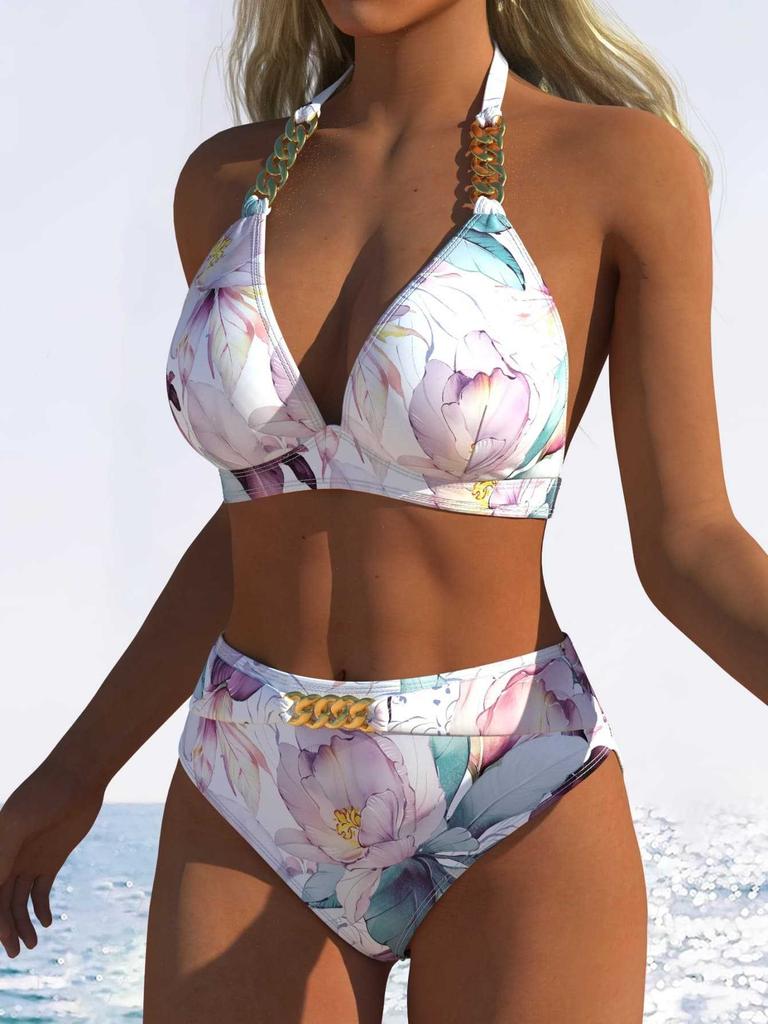 1011 New Two-piece Set European and American Sexy Split Swimsuit Women's Beach Swimsuit Bikini Set Points