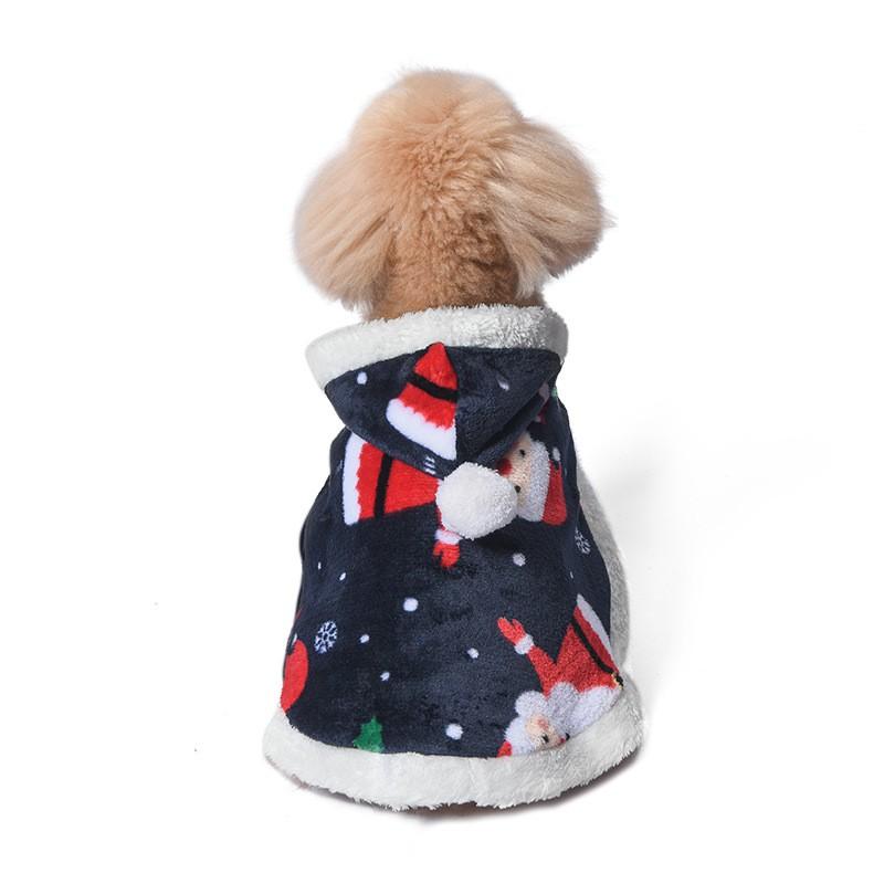 Pet Christmas Cape Hooded Dog Costume Winter Flannel Outfit Small Medium Large Dogs