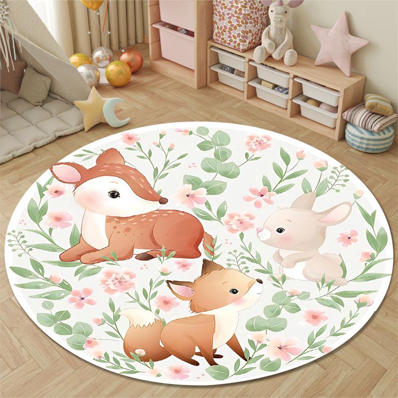Luxury Round Gothic Multicolor Floor Rug, Non-Slip Floor Mat for Hallway