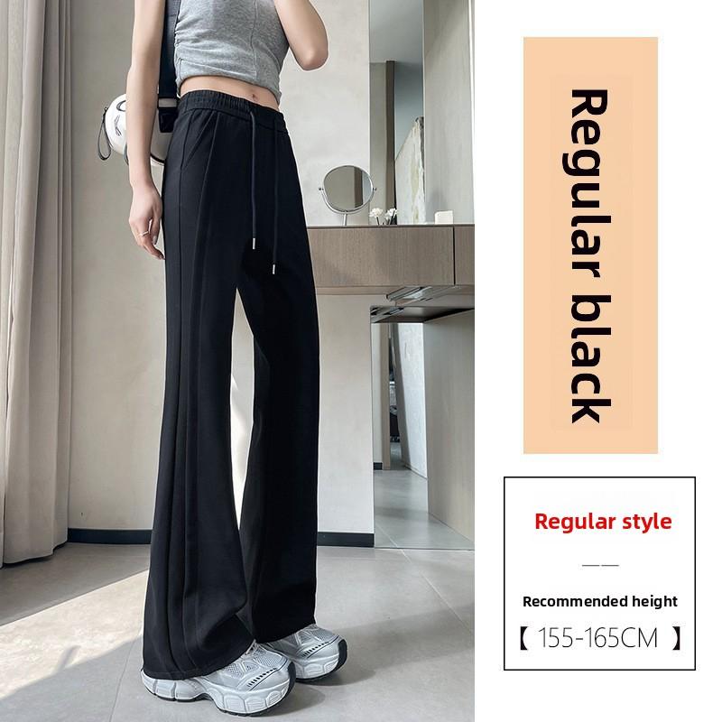 2026 New Solid Color Bell-Bottom Pants Dopamine Women s Casual Pants Slim Fit Sports Pants S чёрный