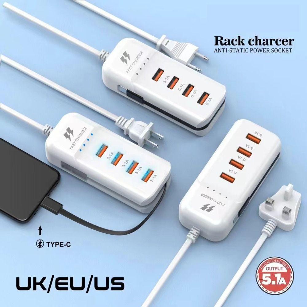 

USB Type C Charger Socket 5.1A Mobile Phone Charge Power Strip Phone Charger Adapter Household US