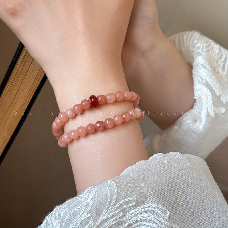 Exquisite Women's Pink Sunstone Bracelet: Gentle Luxury for Romantic Layering
