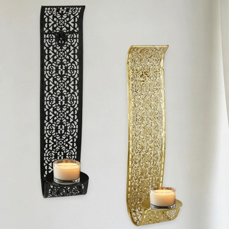 Eisen Hängende Kerzenhalter Wandakzent mit Gittermuster für Wohnzimmer und Flur Hausstyling als Innenakzent