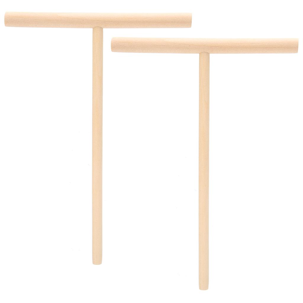 2Pcs TShaped Wooden Pancake Batter Spreader Crepe Spreader Spatula for Kitchen Use