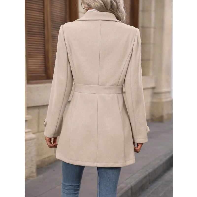 JKASHDK Damenmode, lässig, einfarbig, Herbst-Winter, langärmelig, POLO-Ausschnitt, Jacken und Mäntel