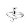 Simple Cute Cat Shaped Open Ring Chic Copper Color Adjustable Ring For Women Lovely Daily Wear Jewelry