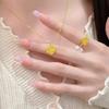 Echtgold gebürsteter Zuckerwürfel Liebe AB Halskette leichter Luxus mit süßem Design Sinn für weibliches Geschenk Schmuck