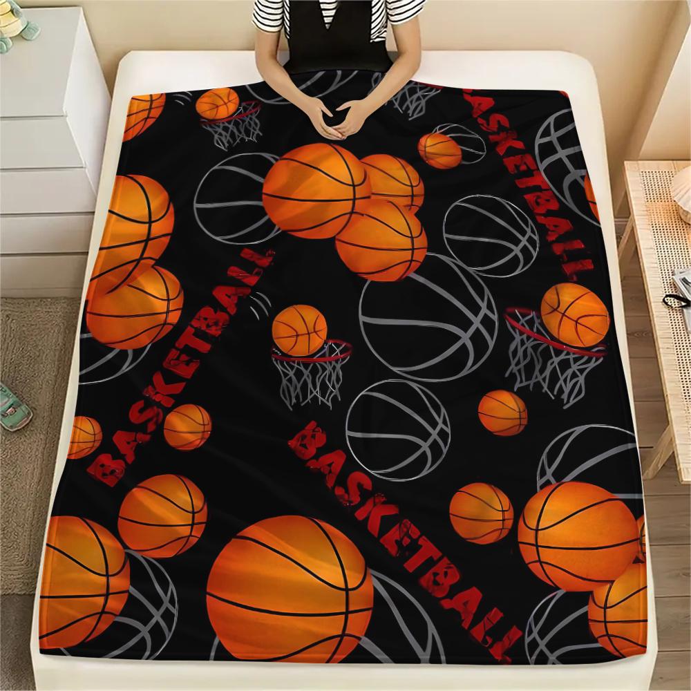 1Pc Basketball Print Flannel Blanket, High Quality Comfortable for All Seasons, Home Decor, Warmth and Comfort, Perfect for Christmas Gifts